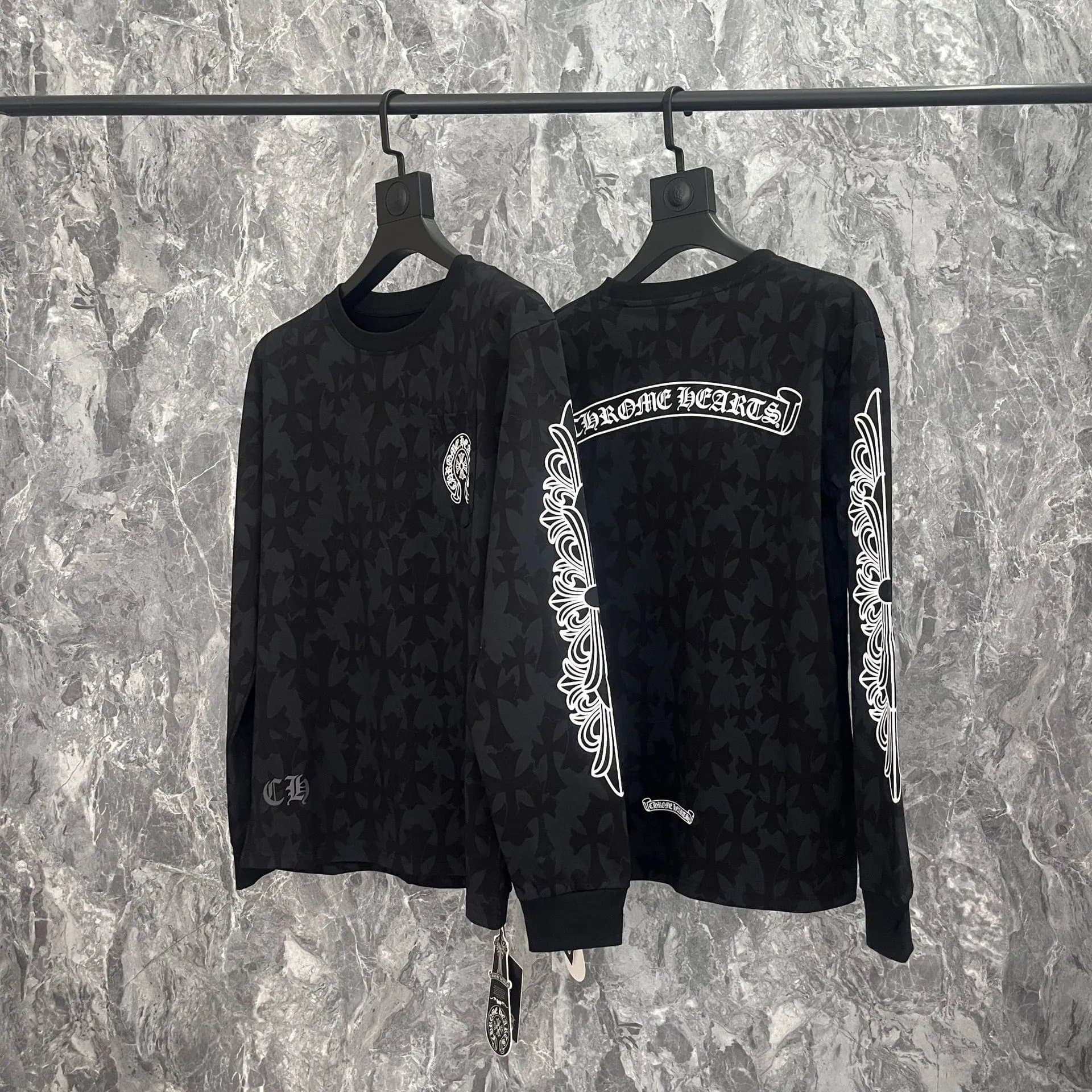 Chrome Hearts Long Sleeve Tee All-Over Cross Print