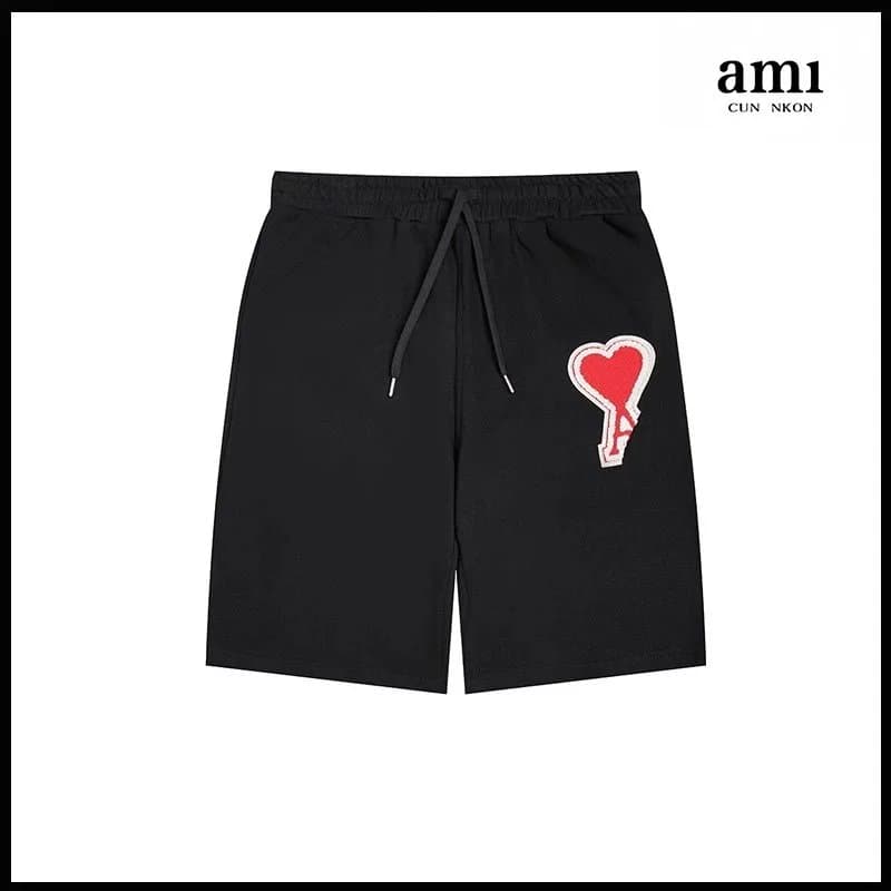 AMI Paris Drawstring Shorts Distressed — 黑红【A13车章款】