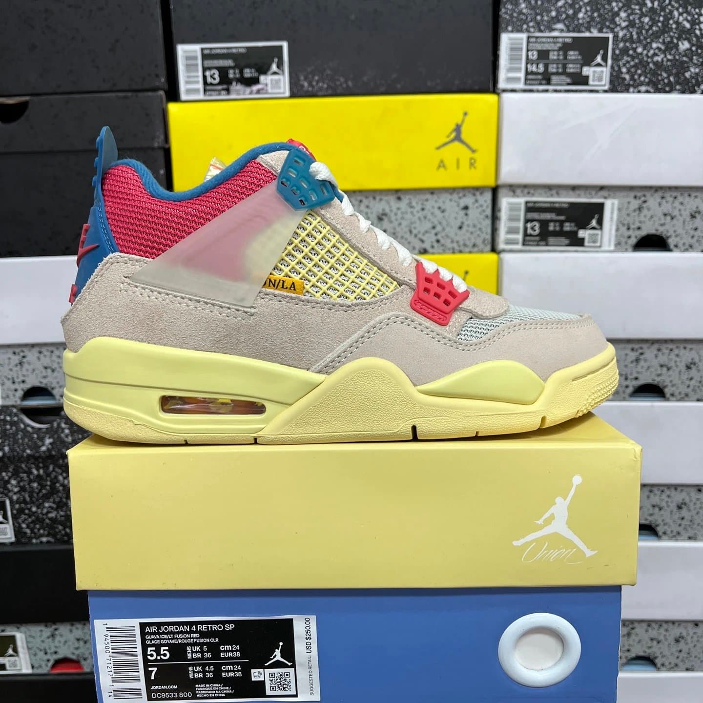 Union LA Air Jordan 4 Retro SP Guava Ice / Fusion Red