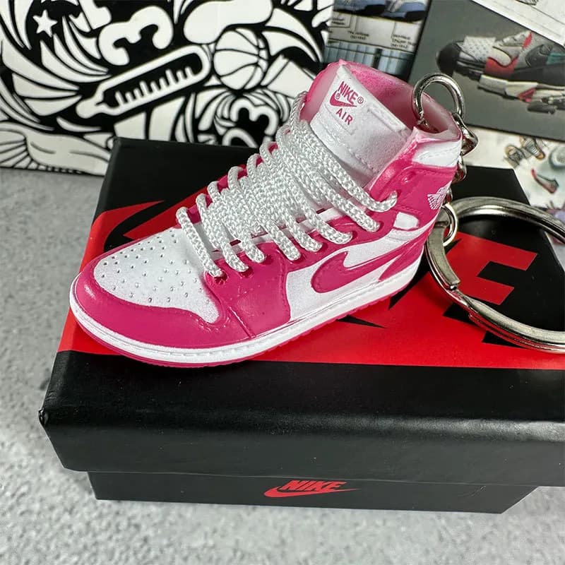 Nike Air Force 1 High Keychain Pink and White