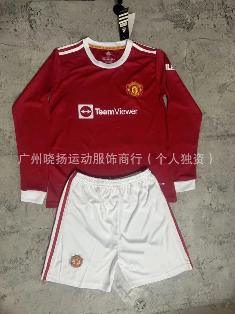 Nike Home Kit Ronaldo #7 — 2122曼联长袖童装印C罗7号