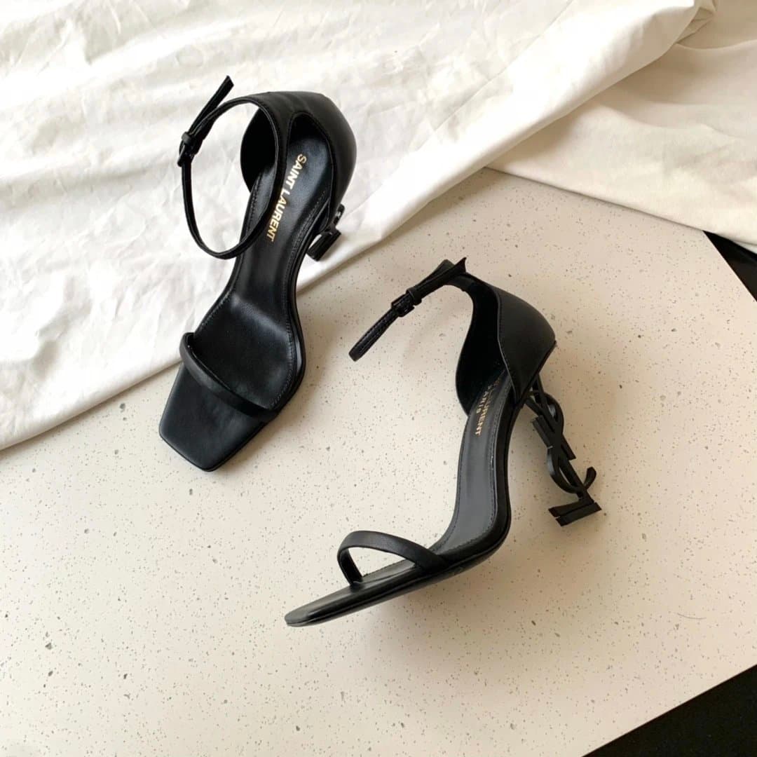 Saint Laurent Tribute Sandal Monogram Heel