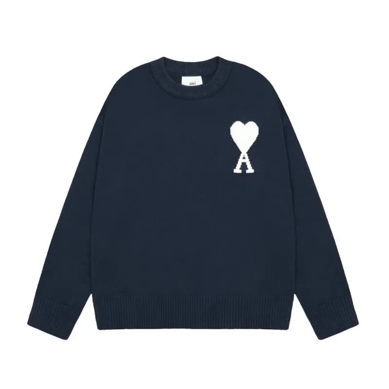 AMI Paris Knit Sweater Heart Logo — 藏青色