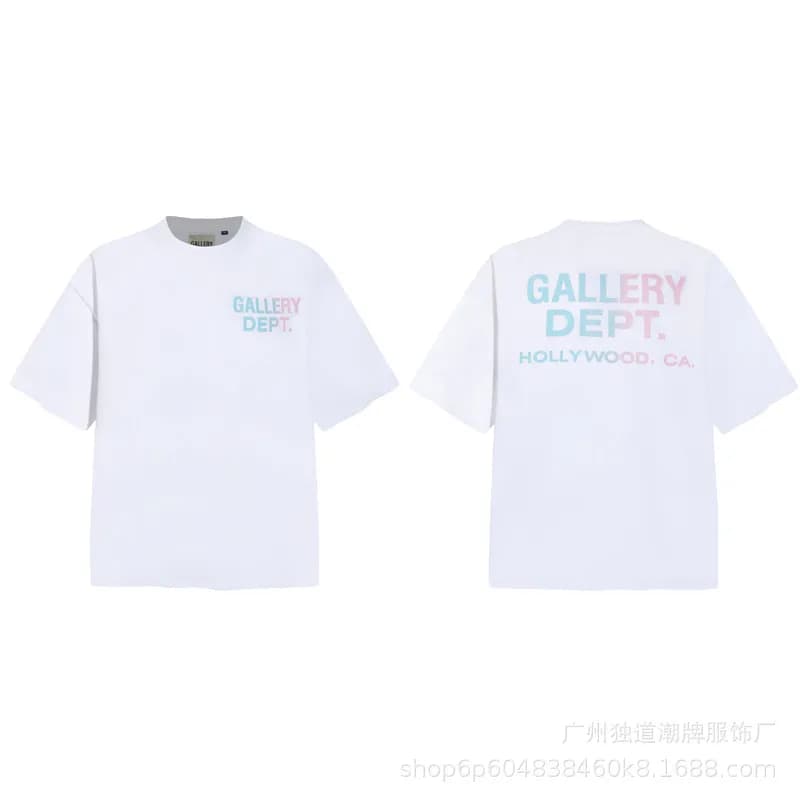Gallery Dept. Graphic Tee Hollywood Gradient Print — 粉蓝渐变白