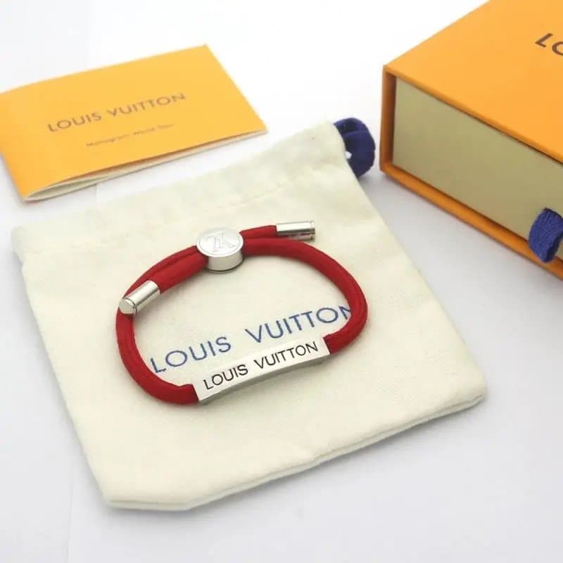 Louis Vuitton Signature Bracelet Red Cord with Silver-tone Hardware