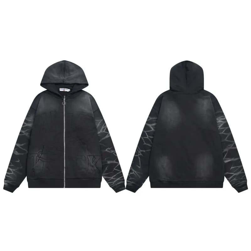 Gallery Dept. Zip-Up Hoodie Distressed Graphic