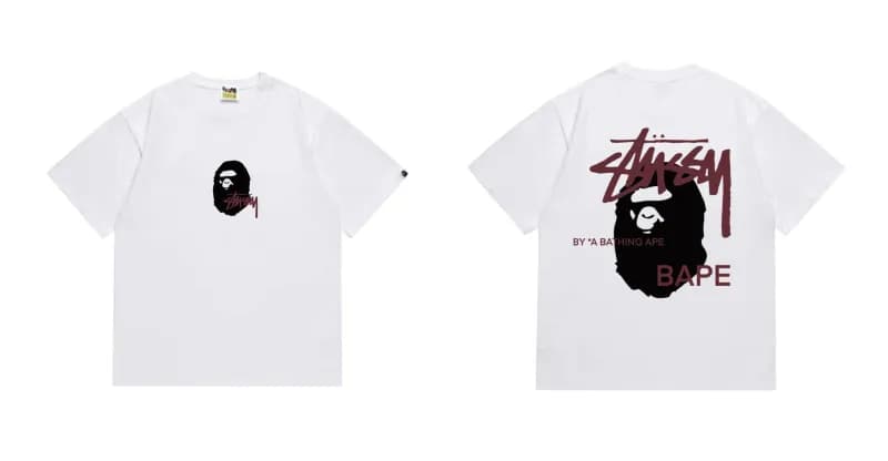 BAPE Graphic Tee Multi-Logo Print — D753白色