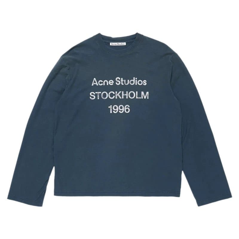 Acne Studios Long-Sleeve Tee Script Logo — 深蓝色（AC903286）