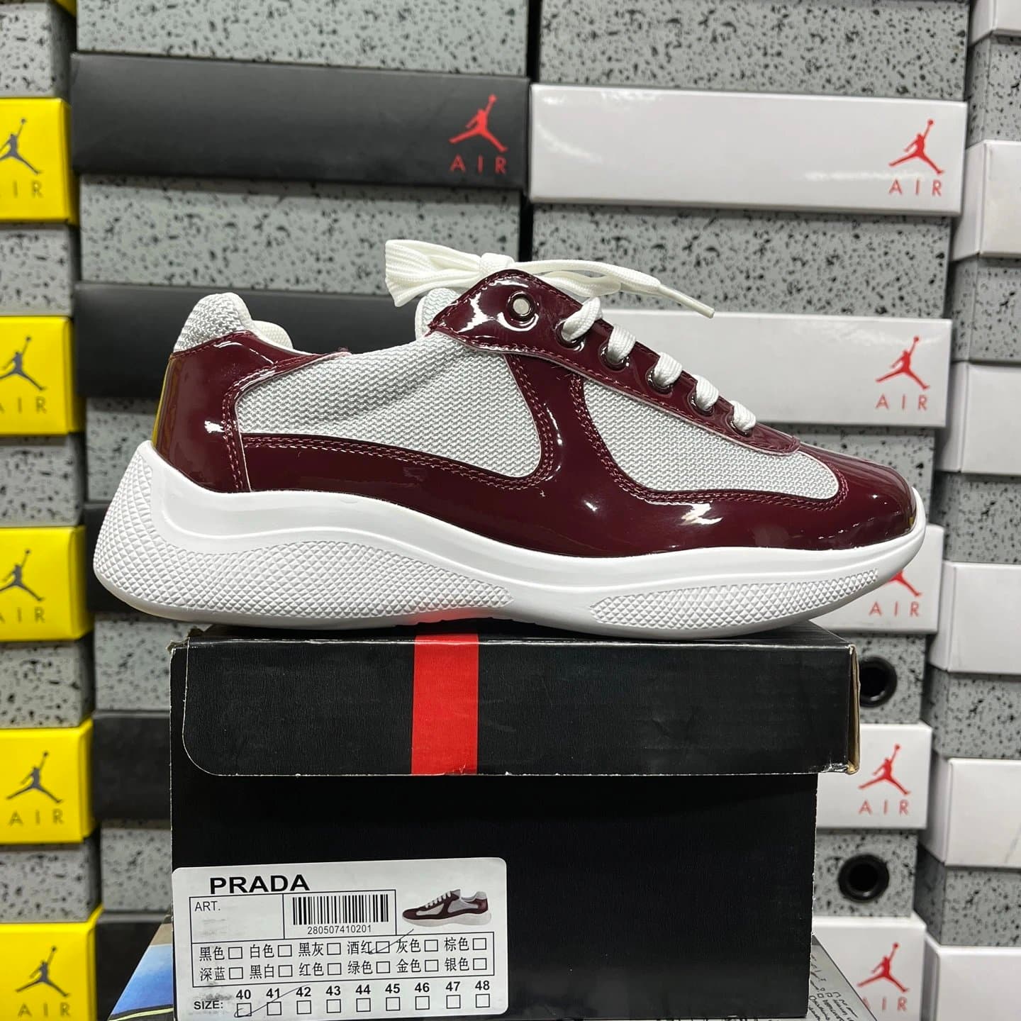 Prada Linea Rossa Sneaker Bordeaux Patent
