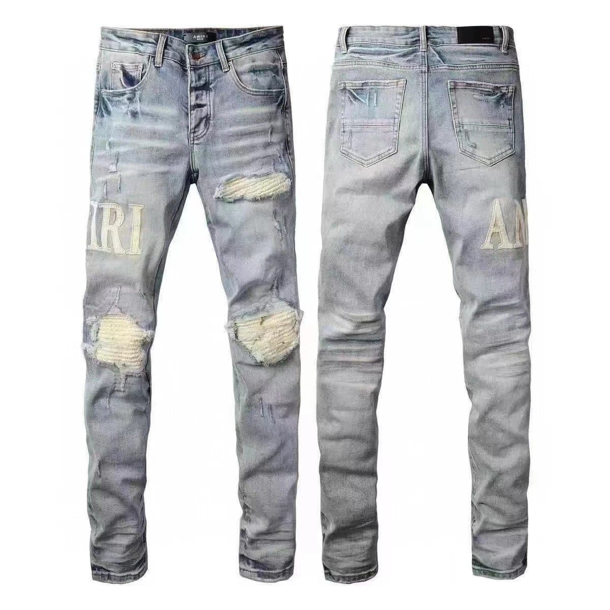 Balmain Slim Fit Jeans Tiger Embroidery Distressed — M06