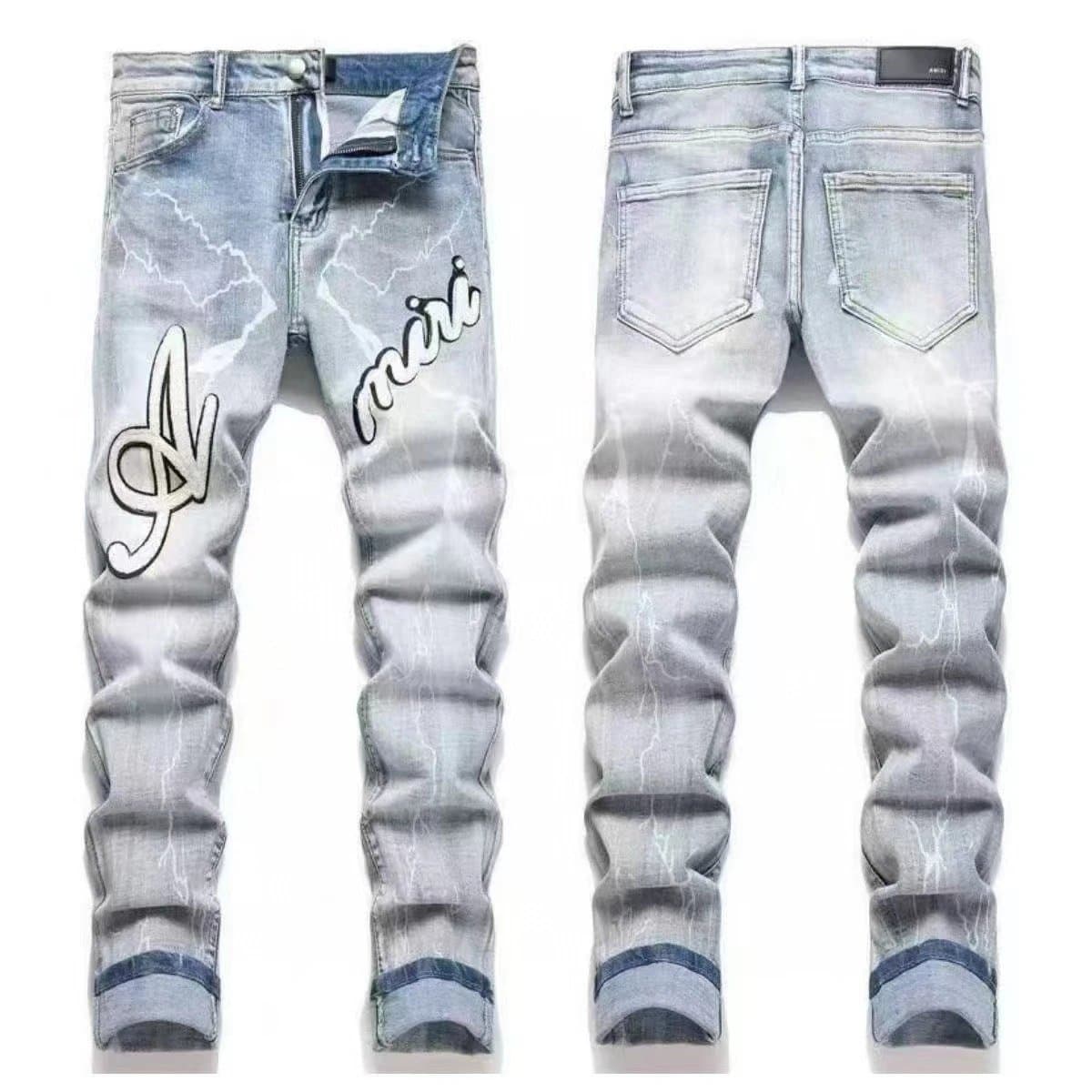 Amiri Distressed Slim Fit Jeans Custom Patchwork & Ripped — M09