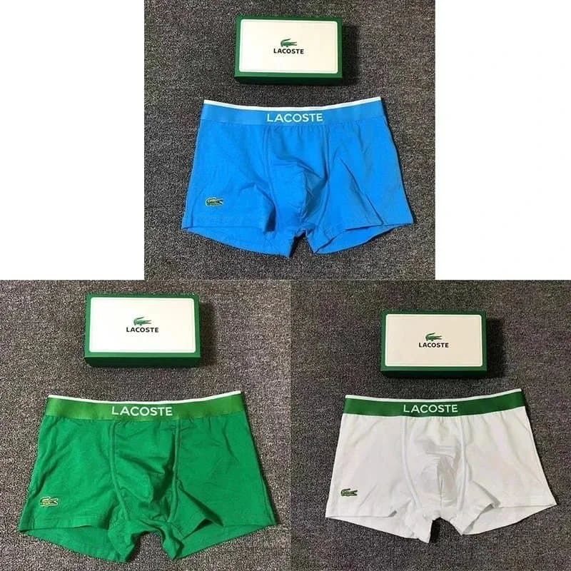 Calvin Klein Cotton Stretch Trunks 3-Pack — LACOSTE 白+蓝+绿 礼盒装