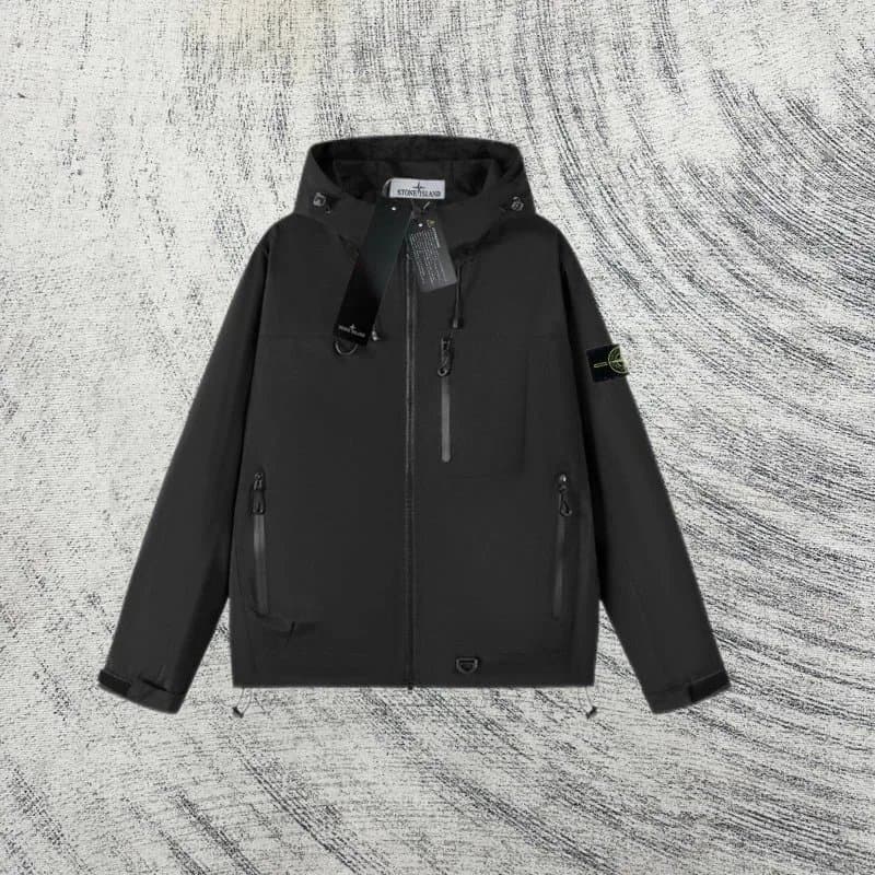 Stone Island Hooded Soft Shell Jacket Black
