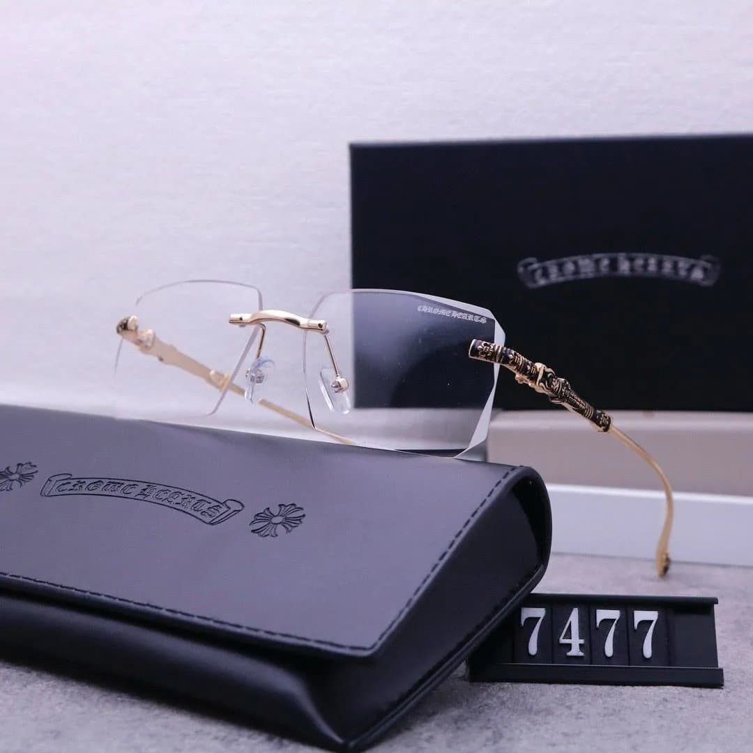 Chrome Hearts Rimless Eyeglasses Ornate Temple Design