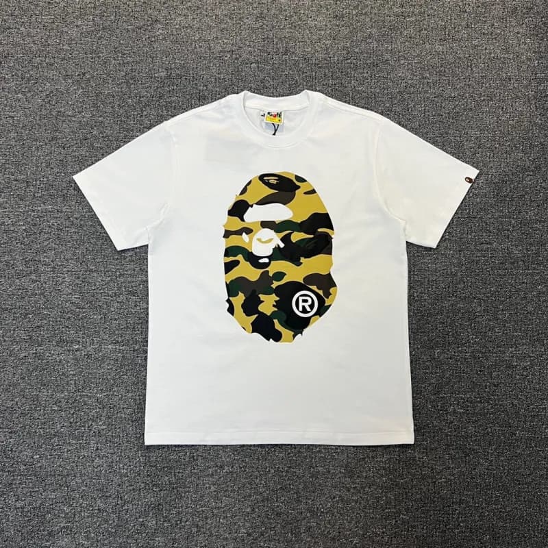 BAPE A Bathing Ape Tee College Logo — 60 白黄