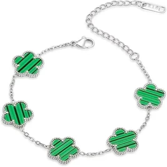 Van Cleef & Arpels Alhambra Bracelet Five Motifs — 钢色-绿贝