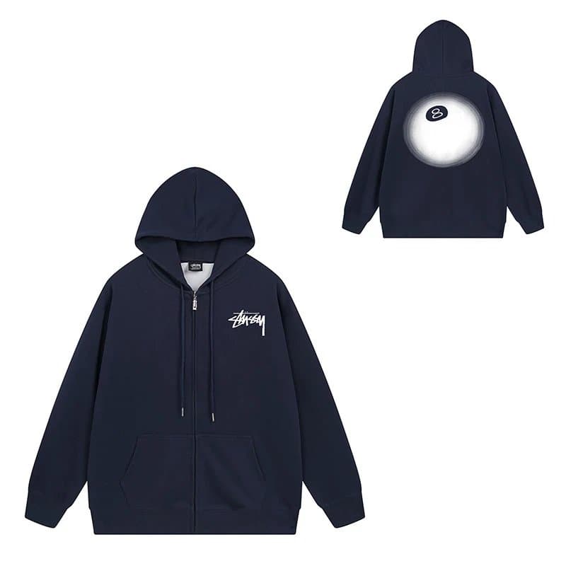 Stüssy Zip-Up Hoodie Bearbrick Graphic — 701藏青色