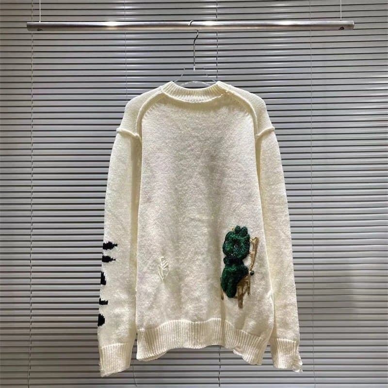 Dior Knit Sweater Embroidered Frog Appliqué