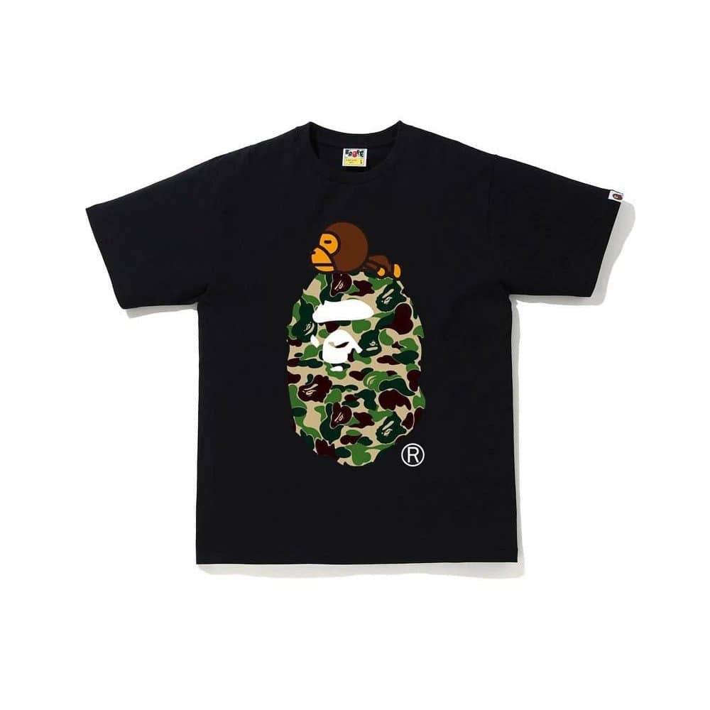 BAPE A Bathing Ape Tee collegiate logo — 713黑绿