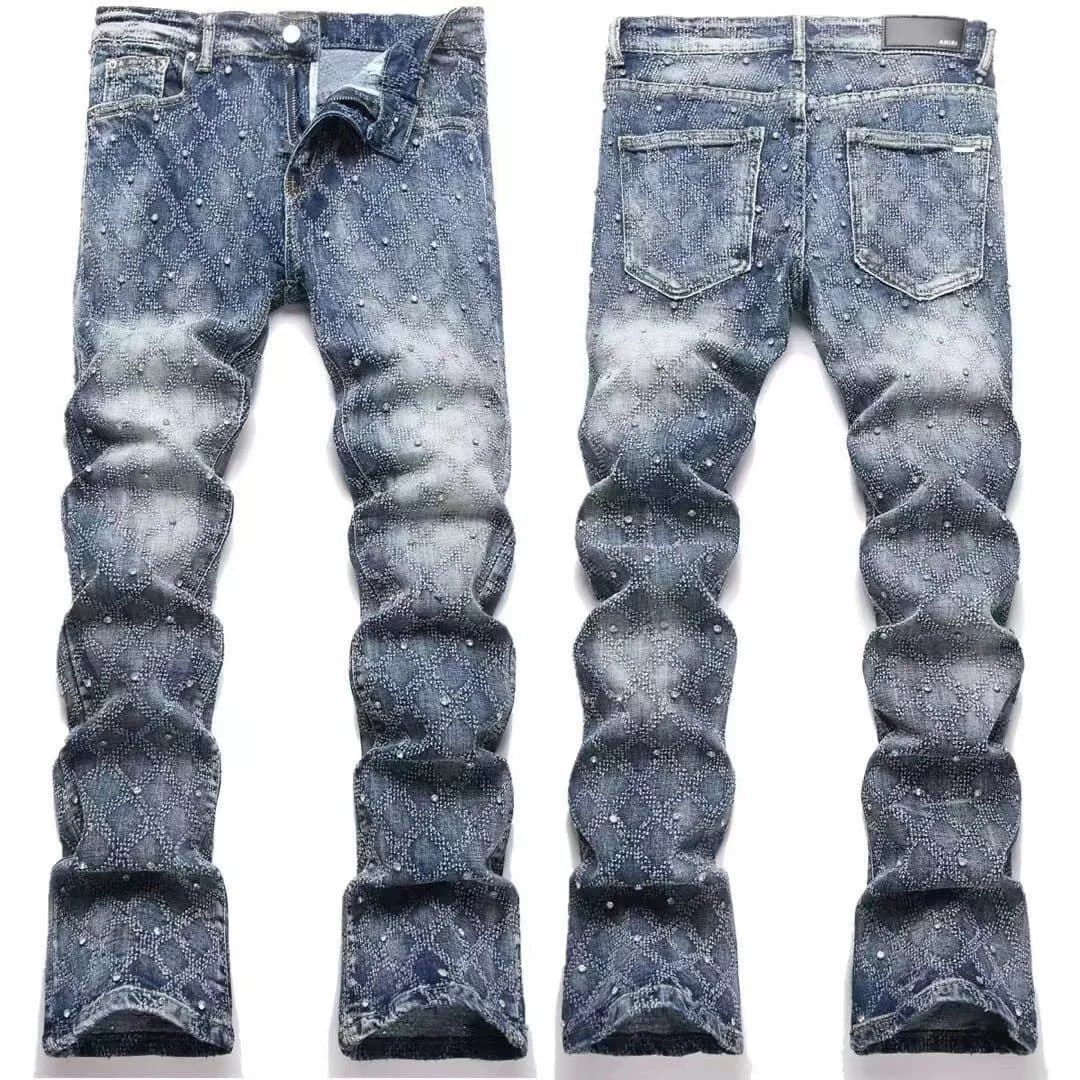 Amiri Diamond Stitch Jeans Studded Diamond Wash