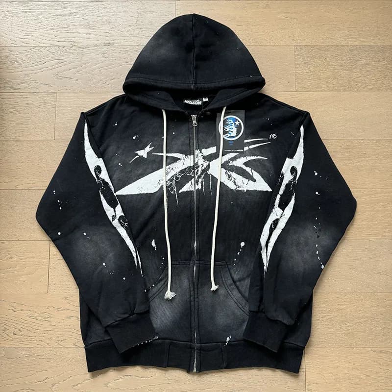 Revenge Zip-Up Hoodie Splatter Graphic