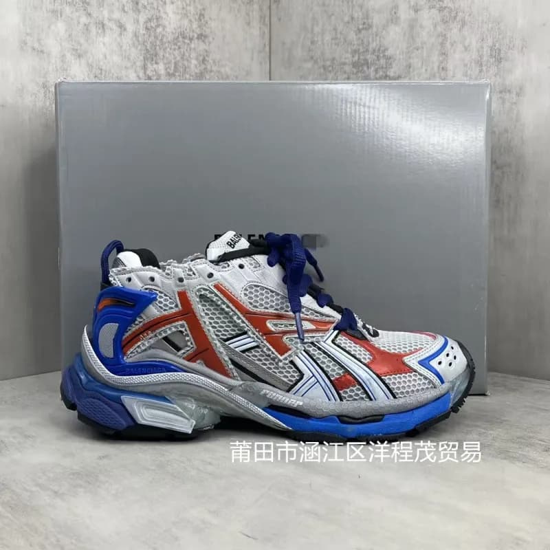 Balenciaga Triple S White Mesh — 蓝红色