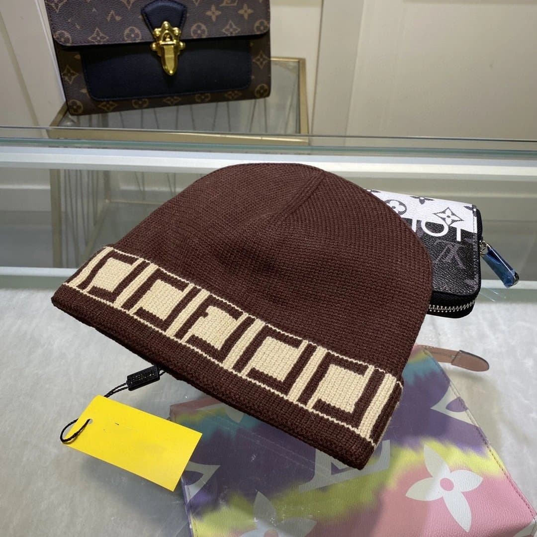 Louis Vuitton Knit Beanie Greek Key Pattern