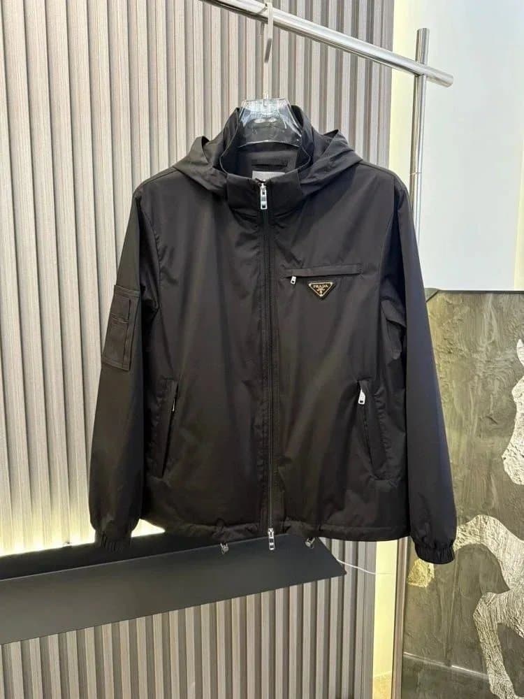 Prada Hooded Windbreaker Jacket Logo Patch — 4-