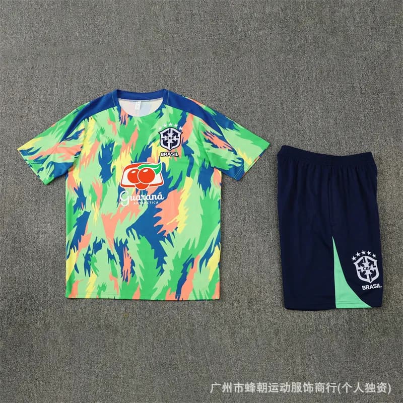 Adidas Training Set Qatar Airways — 2526短袖巴西蓝绿色
