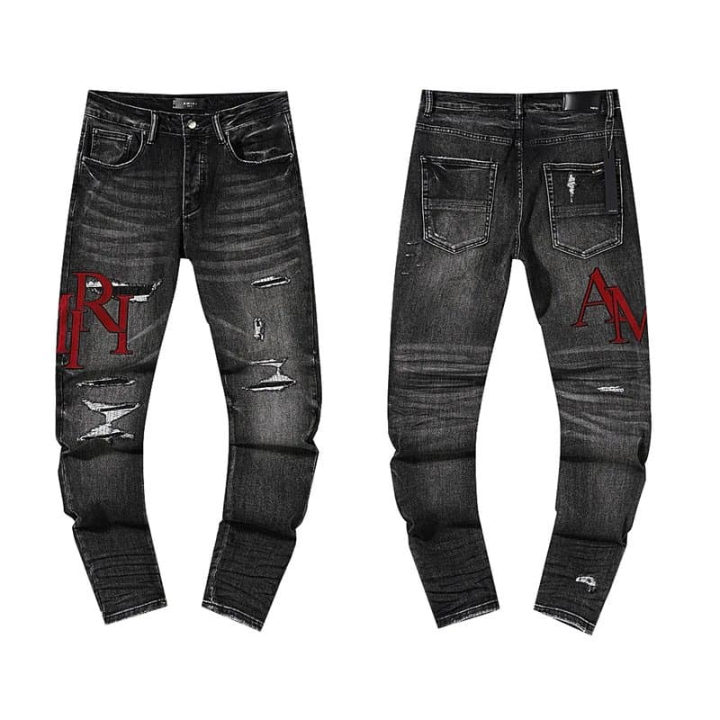 Amiri Distressed Jeans Logo Patch — AM320