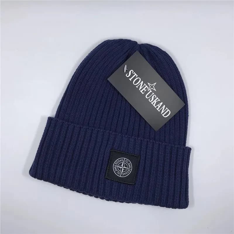 Stone Island Ribbed Beanie Compass Logo Patch