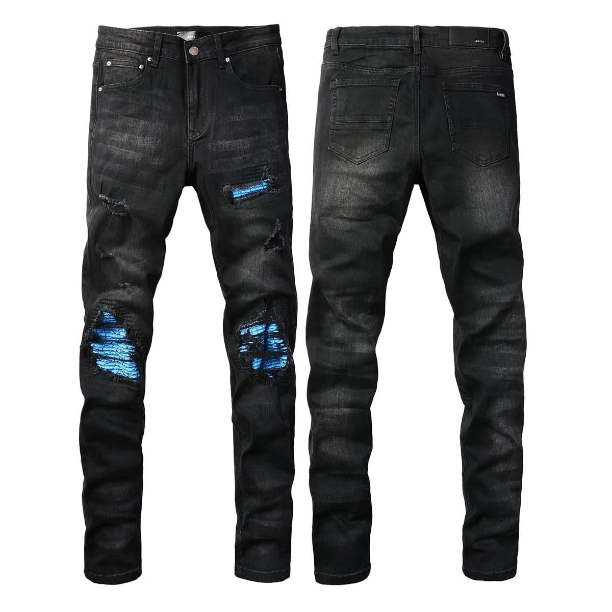 Amiri Distressed Slim Fit Jeans Black Destroyed — A21