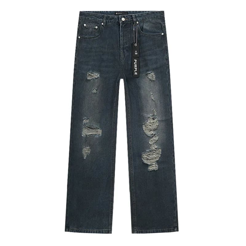 Distressed Straight Jeans Heavy Ripped
