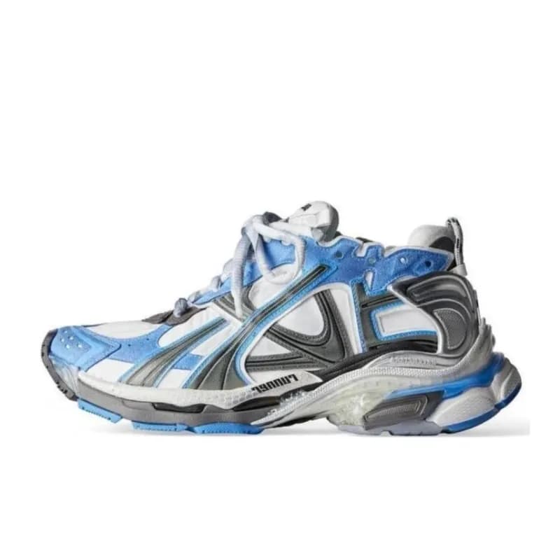 Balenciaga Triple S Graffiti — Runner7.5做旧白蓝
