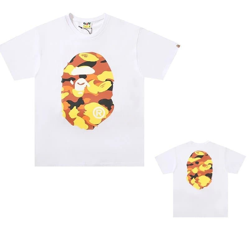 BAPE A Bathing Ape Tee Classic Logo Arch — 荧光黄  1005白色