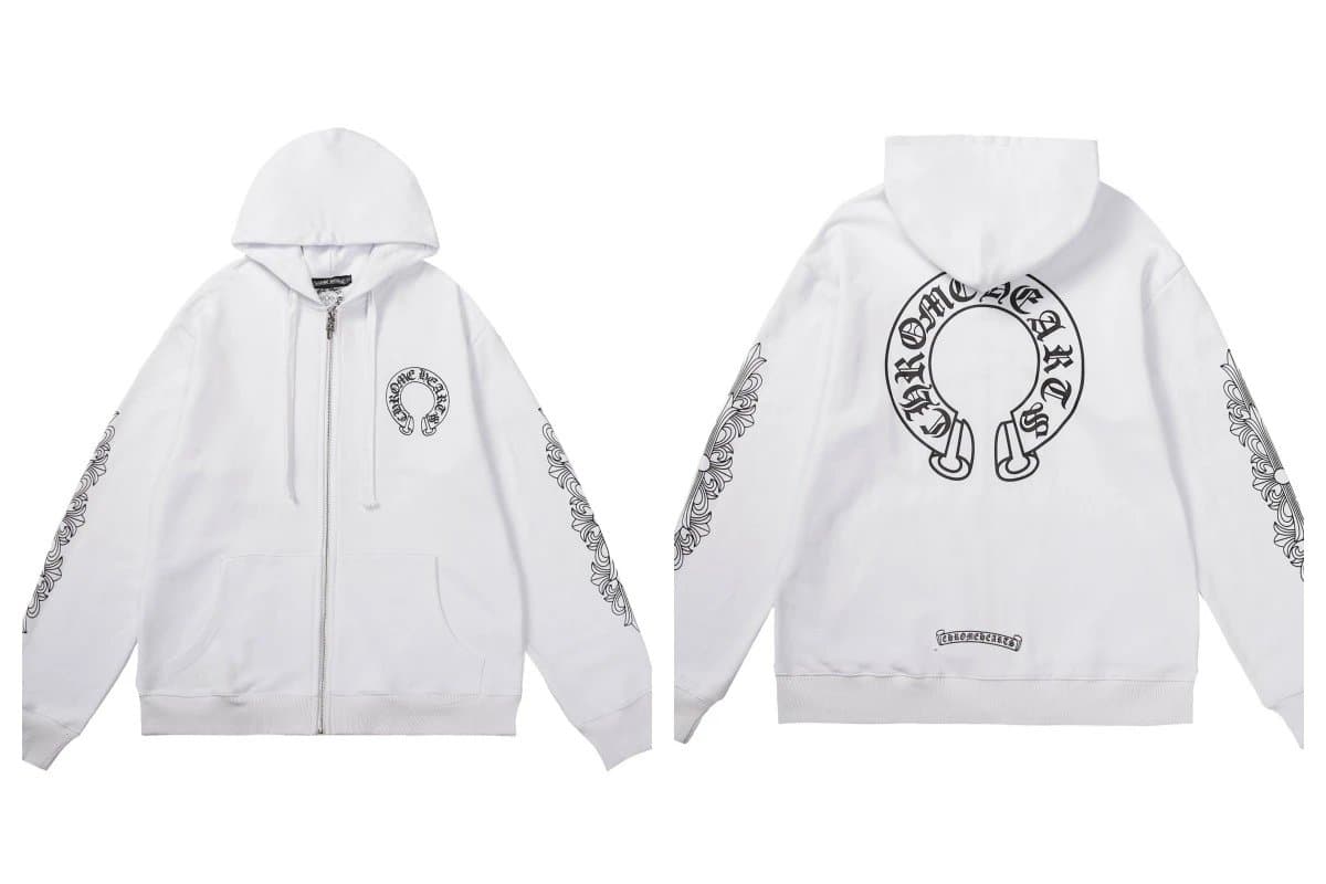 Chrome Hearts Zip-Up Hoodie Dagger Crest — 白5001
