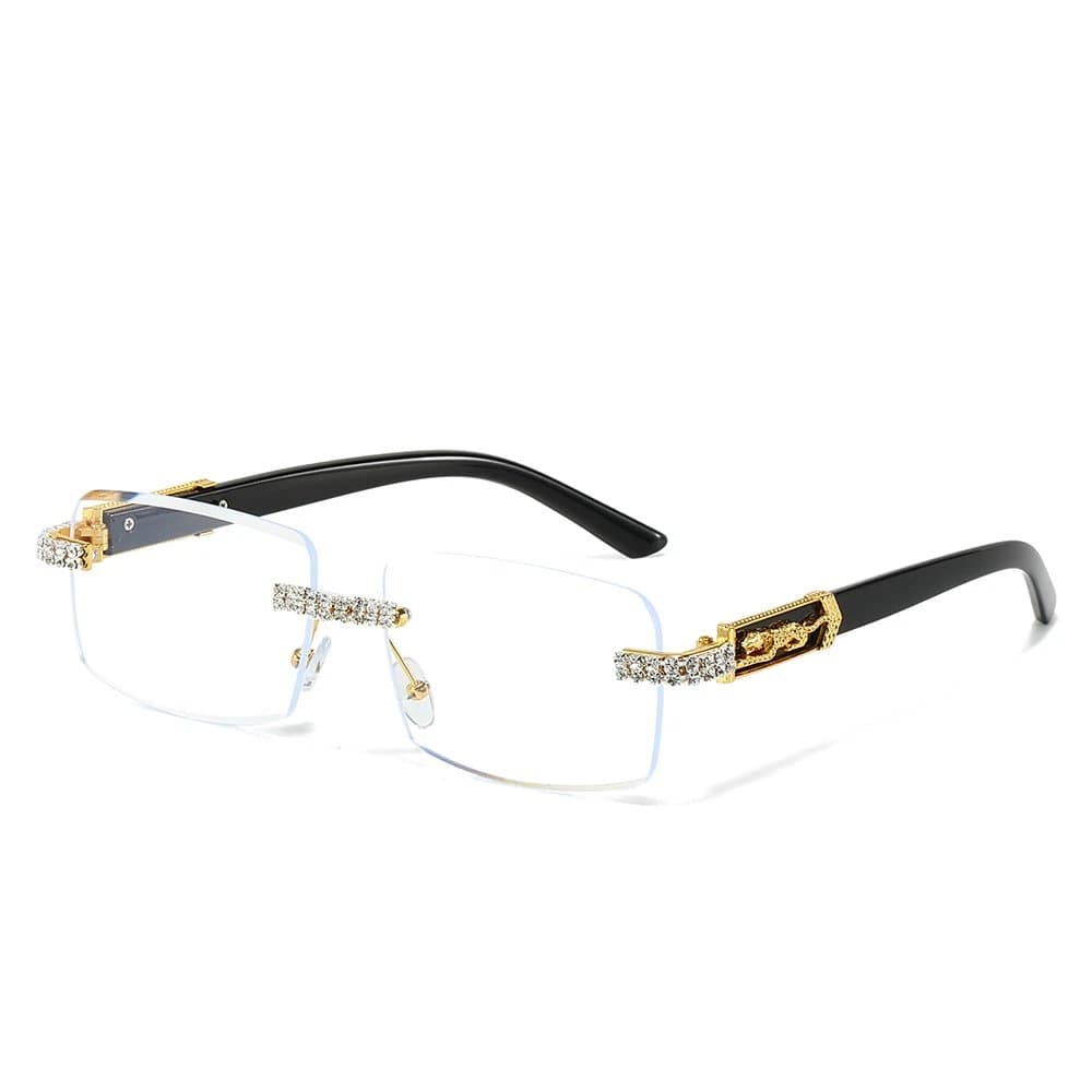 Chrome Hearts Rimless Eyeglasses Crystal-Embellished Leopard