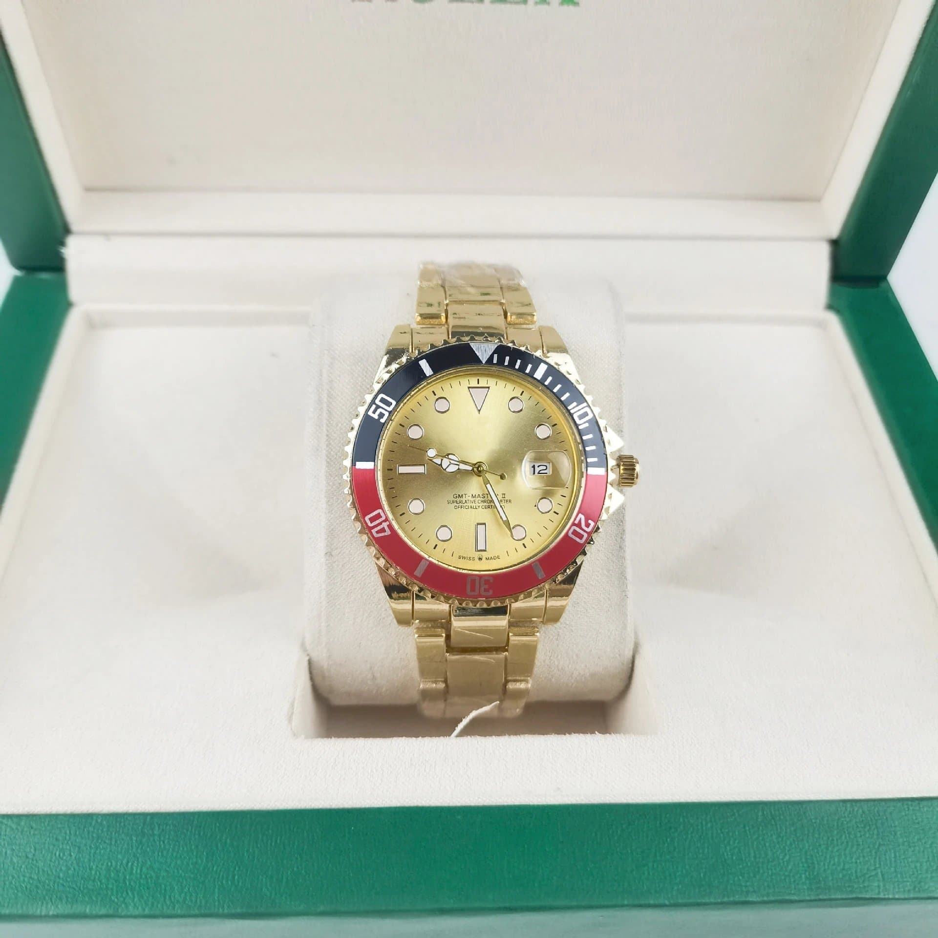 Rolex GMT-Master II Pepsi Bezel — 套装水鬼金色黑红圈金面