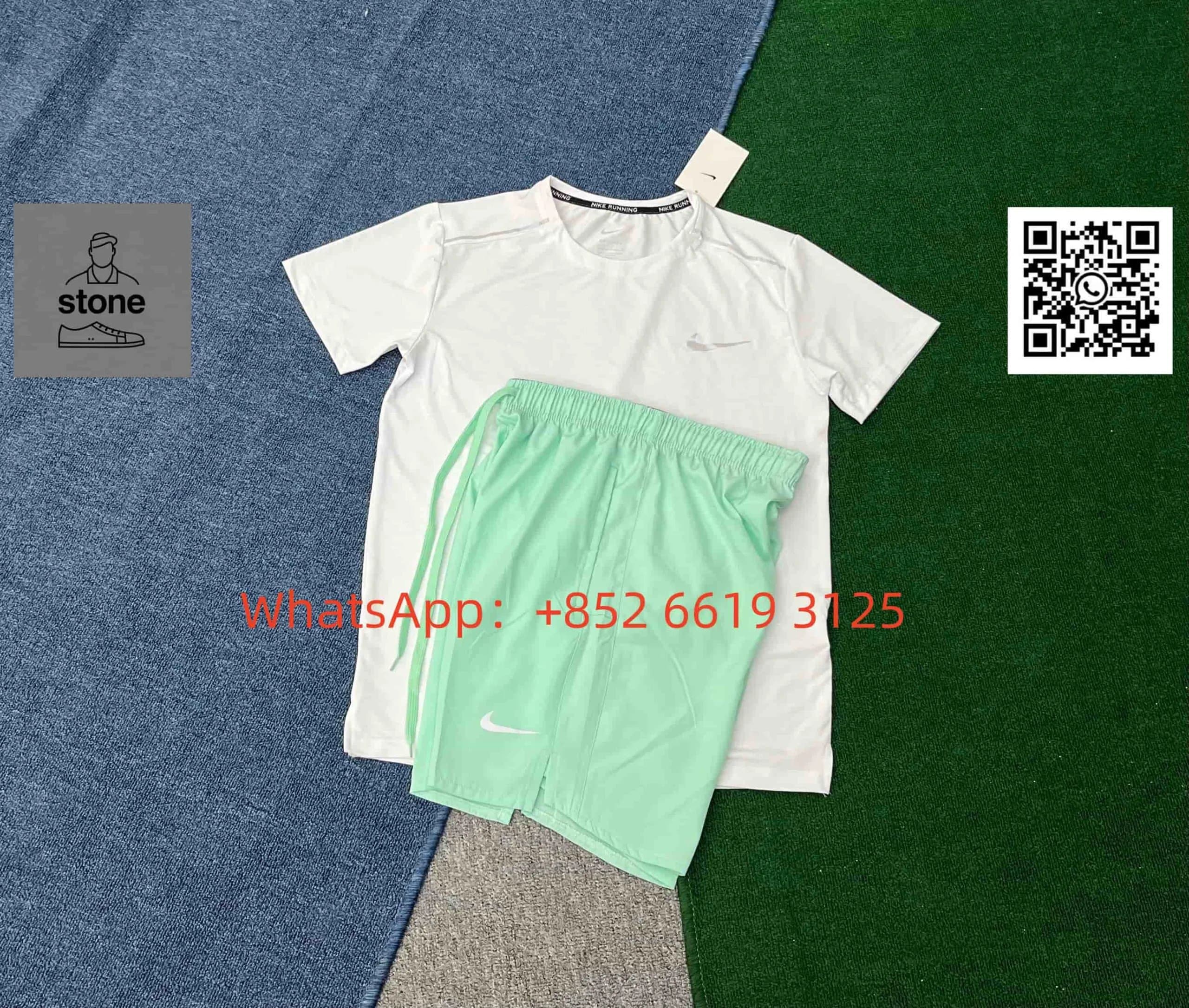 Nike Running Top & Shorts Set White/Mint Green