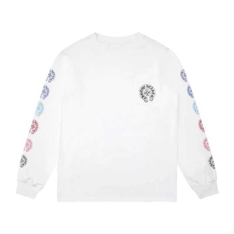 Chrome Hearts Long Sleeve Tee Cross & Scroll Print — K8009白色