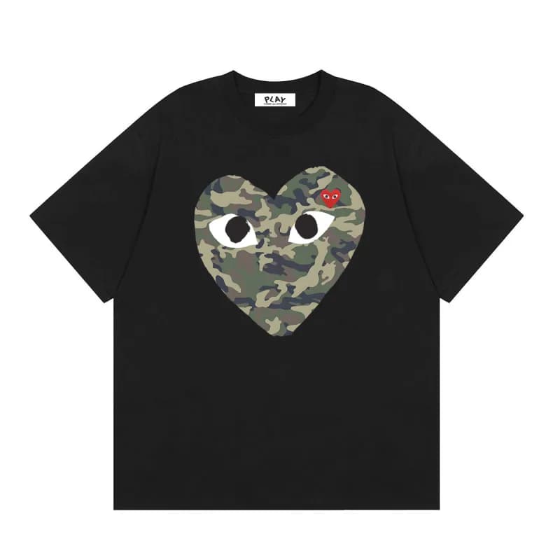 Comme des Garçons Heart Logo T-Shirt Light Blue with Red Heart — 11 black