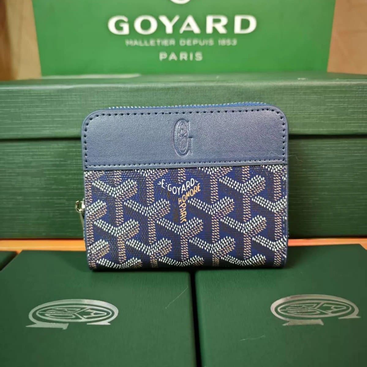 Goyard Zip Card Holder Goyardine Canvas