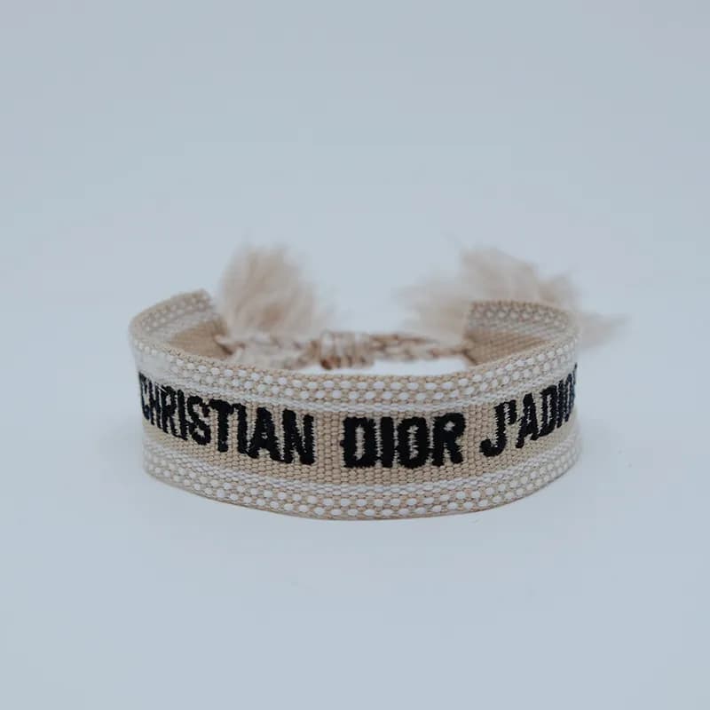 Dior J'Adior Woven Bracelet Pink with Black Logo — 25#
