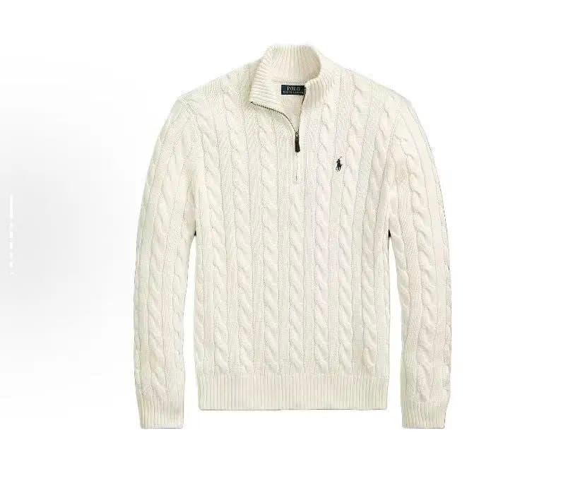 Polo Ralph Lauren Cable Knit Quarter-Zip Sweater Ivory