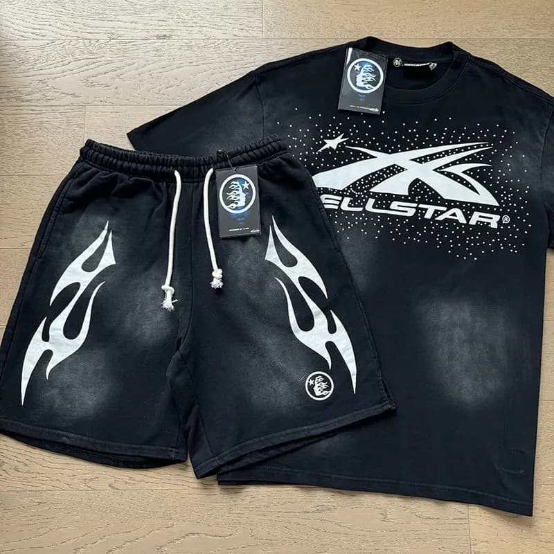 Hellstar Flame Graphic Set Washed Grey — 6820-7807（黑灰）套装