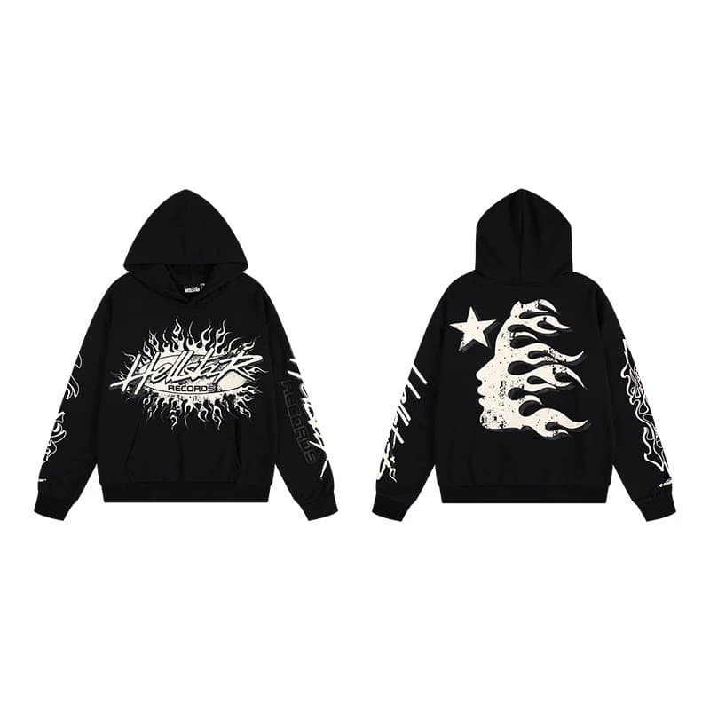 Hellstar Flared Sweatpants Flame Print — H503黑色