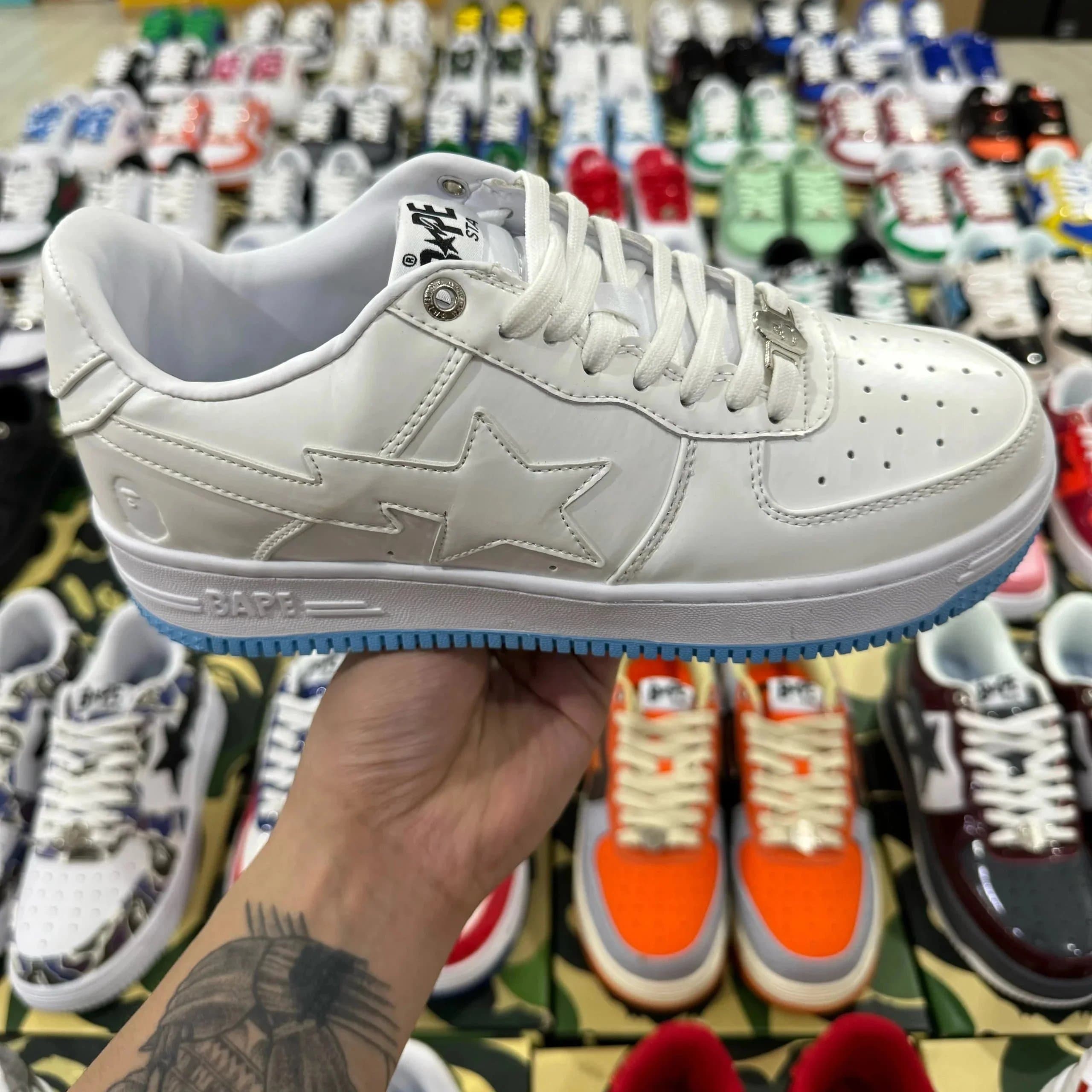 Bape Sta White with Blue Sole