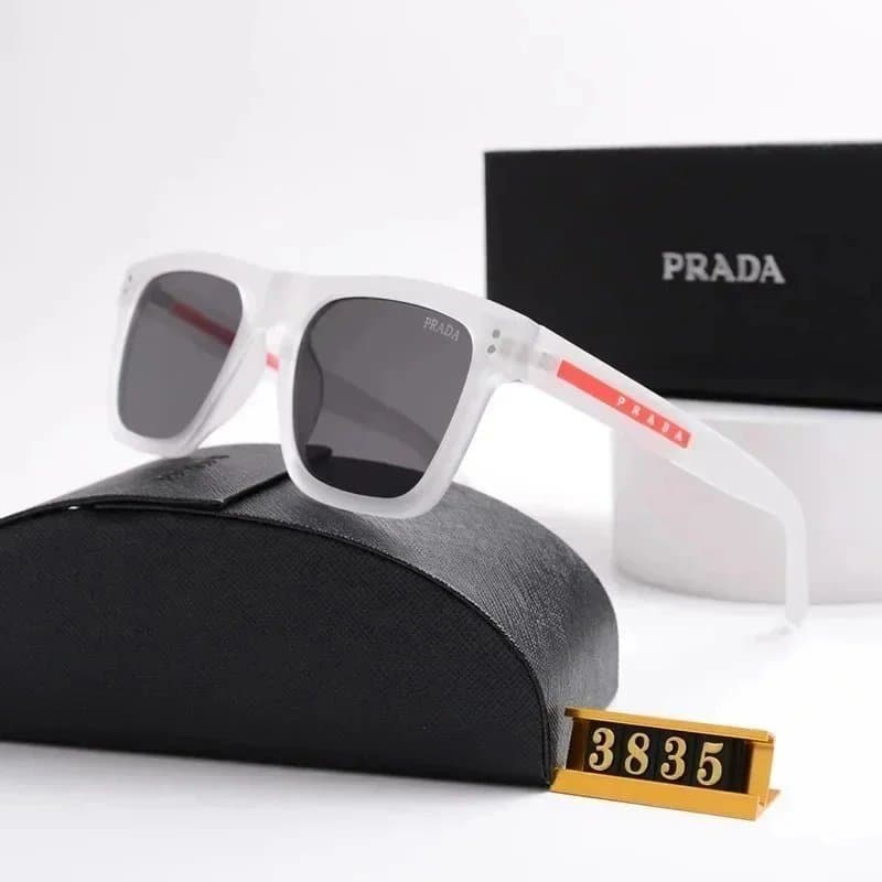 Prada Sunglasses Transparent Frame with Red Logo