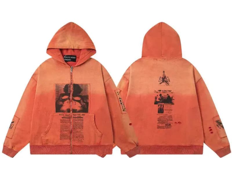 Pleasures Zip-Up Hoodie Revo Silver Graphic — ER861