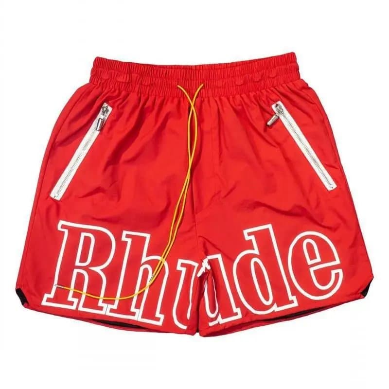Rhude Logo Shorts Maroon with White Logo — 8511 红
